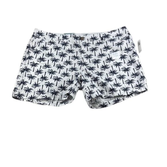 Old Navy Shorts Cotton White & Navy Palm Tree Women's Size 16 - Picture 1 of 9